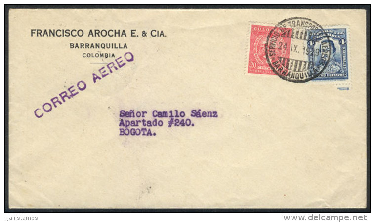 24/SE/1929 Barranquilla - Bogot&aacute;: SCADTA First Flight Cover, VF Quality! - Colombia