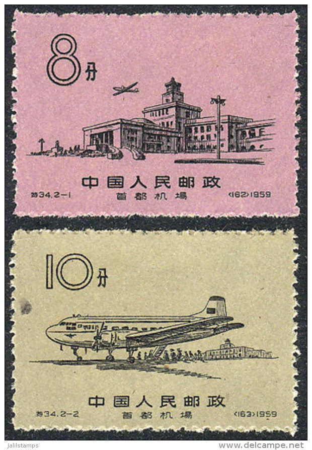 Sc.416/417, 1959 Beijing Airport, Set Of 2 Values, MNH, VF Quality, Catalog Value US$75. - Other & Unclassified