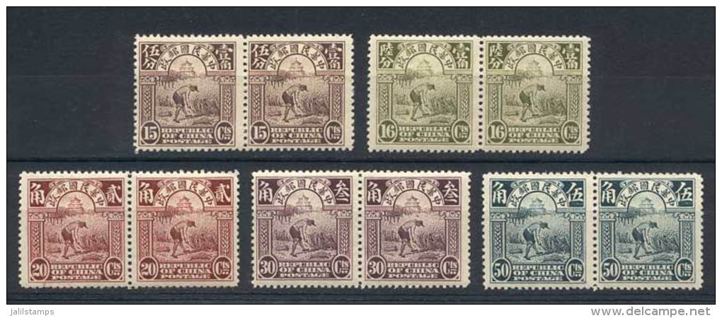 Sc.212/216, London Printing, 1913 15c. To 50c., Pairs, Mint Never Hinged Of Excellent Quality, Catalog Value... - Other & Unclassified