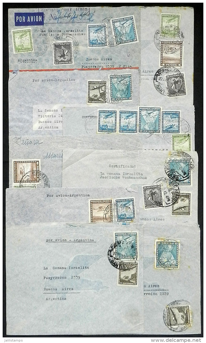 9 Airmail Covers (some Registered) Sent To Argentina Between 1940 And 1942, Most Addressed To The Editor's Office... - Chile