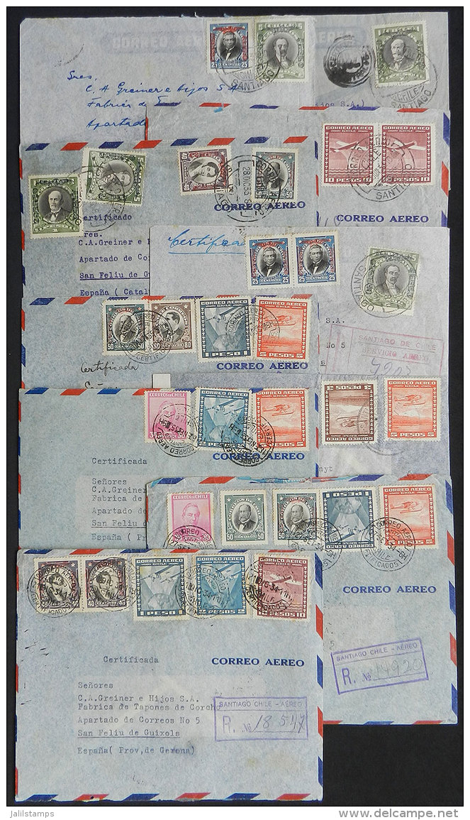 10 Airmail Covers Sent To Spain Between 1932 And 1935, With Good Postages, Very Attractive Lot For The Specialist! - Chile