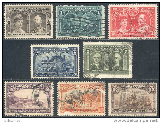 Sc.96/103, 1908 Quebec 3rd Centenary, Compl. Used Set Of 8 Values, ALL WITH MINOR DEFECTS, The 15c. With Important... - Other & Unclassified
