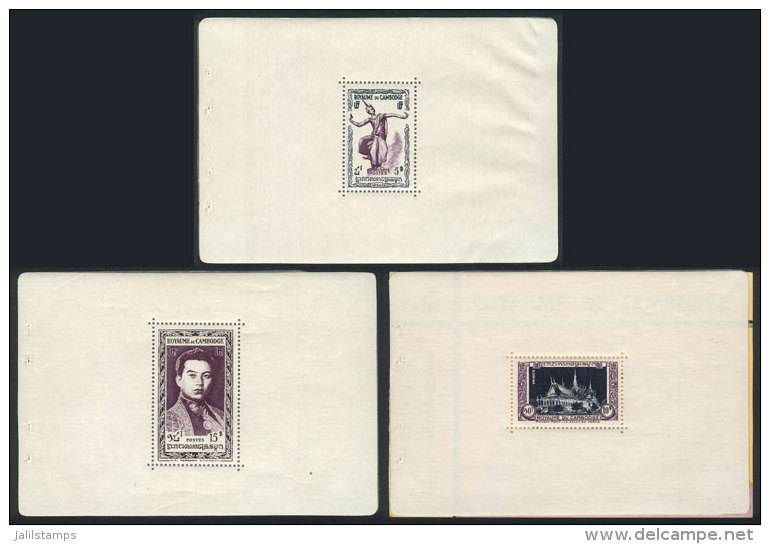 Yvert HB.1/3, 1952 Stamp Anniversary, Set Of 3 Sou.sheets And The Covers Of The Booklet, VF Quality! - Camboya