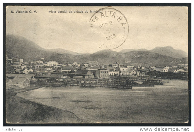 MINDELO: Panorama With View Of The Port And Ships, Sent To Punta Alta (Argentina) In 1926, VF Quality - Cap Verde