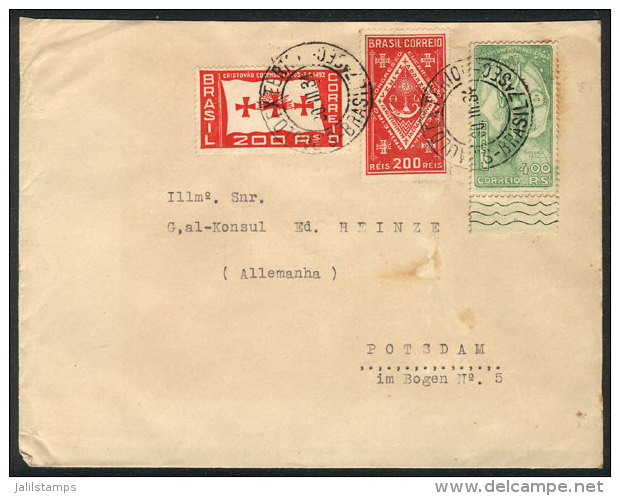Registered Cover Sent From Sao Paulo To Germany On 30/MAR/1934 With Commemorative Postage For 800Rs., Very... - Other & Unclassified
