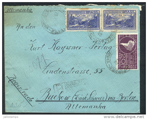 Registered Cover Sent From Curitiba To Germany On 28/JUL/1932, Franked With 1,420Rs. With Commemorative Stamps, VF! - Other & Unclassified