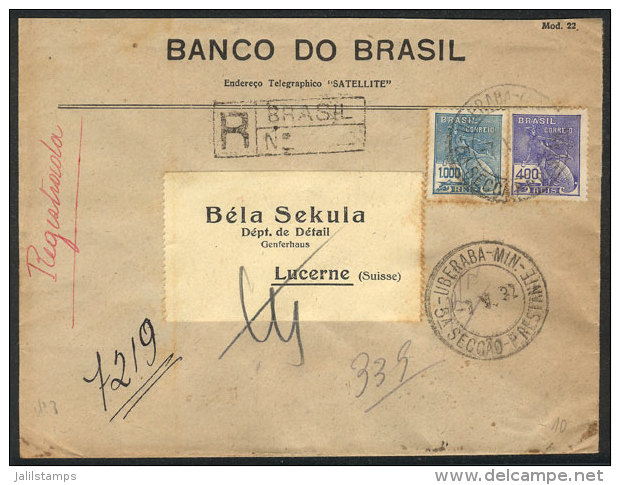 Registered Cover Sent From Uberaba To Switzerland On 7/MAY/1932, Franked With 1,400Rs., VF Quality! - Andere & Zonder Classificatie