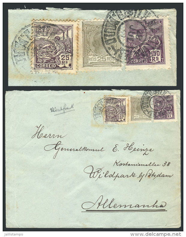 Cover Sent From Sao Paulo To Germany On 28/JUL/1922 Franked With 200Rs., Including TWIN VALUES Of 25Rs. (2 Stamps... - Other & Unclassified