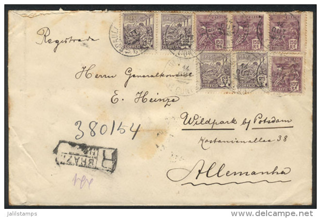 Registered Cover Sent From Sao Paulo To Germany On 14/OC/1921 Franked With 700Rs., Very Nice! - Andere & Zonder Classificatie
