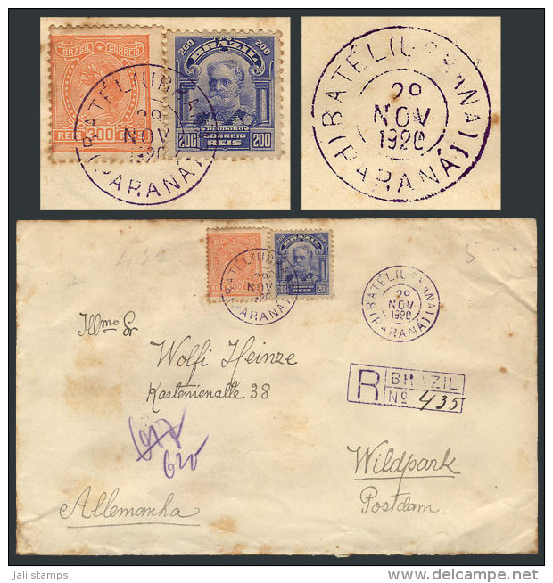Registered Cover Sent To Germany On 29/NO/1920 Franked With 500Rs., With Interesting Postmark Of "BAT&Eacute;L... - Sonstige & Ohne Zuordnung