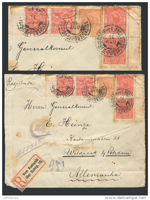 Registered Cover Sent From Sao Paulo To Germany On 14/AU/1920 With Interesting Postage Of 700Rs. That Includes... - Sonstige & Ohne Zuordnung