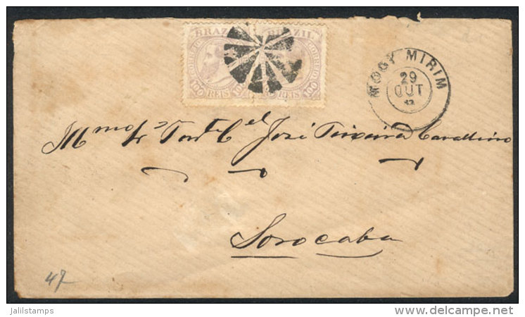 Cover Franked With 2x 100Rs. Lilac (Sc.90), Posted From MOGY MIRIM To Sorocaba On 29/OC/1887, Very Interesting! - Other & Unclassified