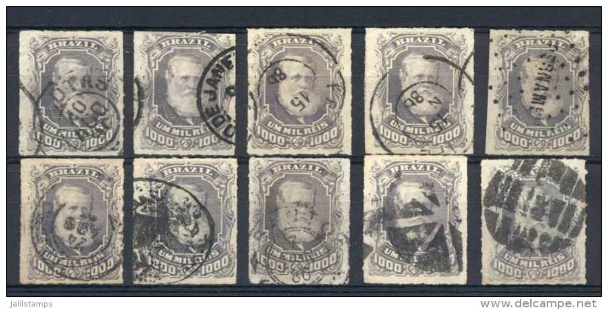 Sc.77, 1878/9 1000R. Lilac Gray, 10 Used Examples, All With DIFFERENT CANCELS, VF Quality, Catalog Value US$475. - Sonstige & Ohne Zuordnung