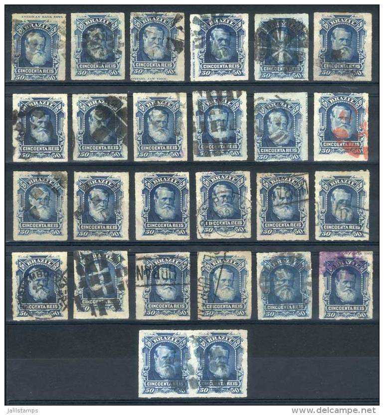 Sc.70, 1878/9 50R. Blue, 26 Used Examples, Very Fine Lot With A Wide Range Of CANCELS (most Of Them Different), VF... - Otros & Sin Clasificación