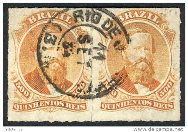 Sc.67, 1876/7 500R. Rouletted, PAIR Used In Rio De Janeiro, One With Minor Defect, Excellent Appeal! - Andere & Zonder Classificatie
