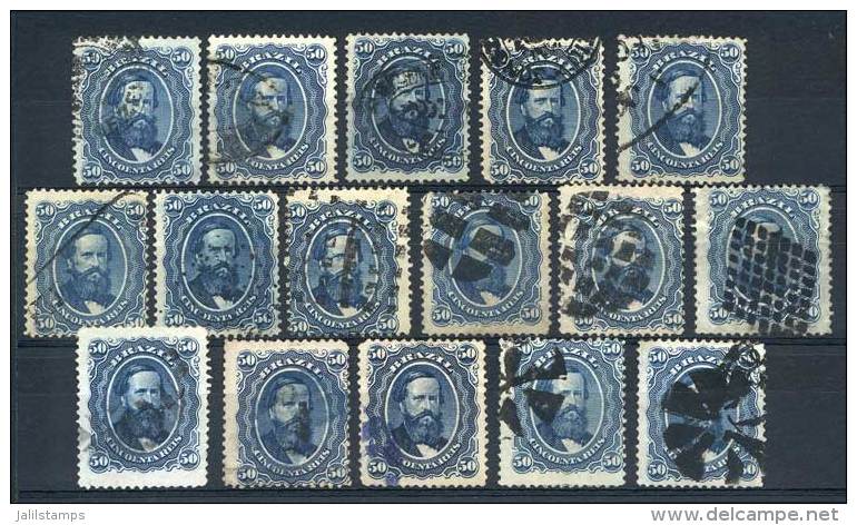 Sc.56, 1866 50R. Blue, 16 Used Examples, All With DIFFERENT CANCELS, VF Quality! - Sonstige & Ohne Zuordnung