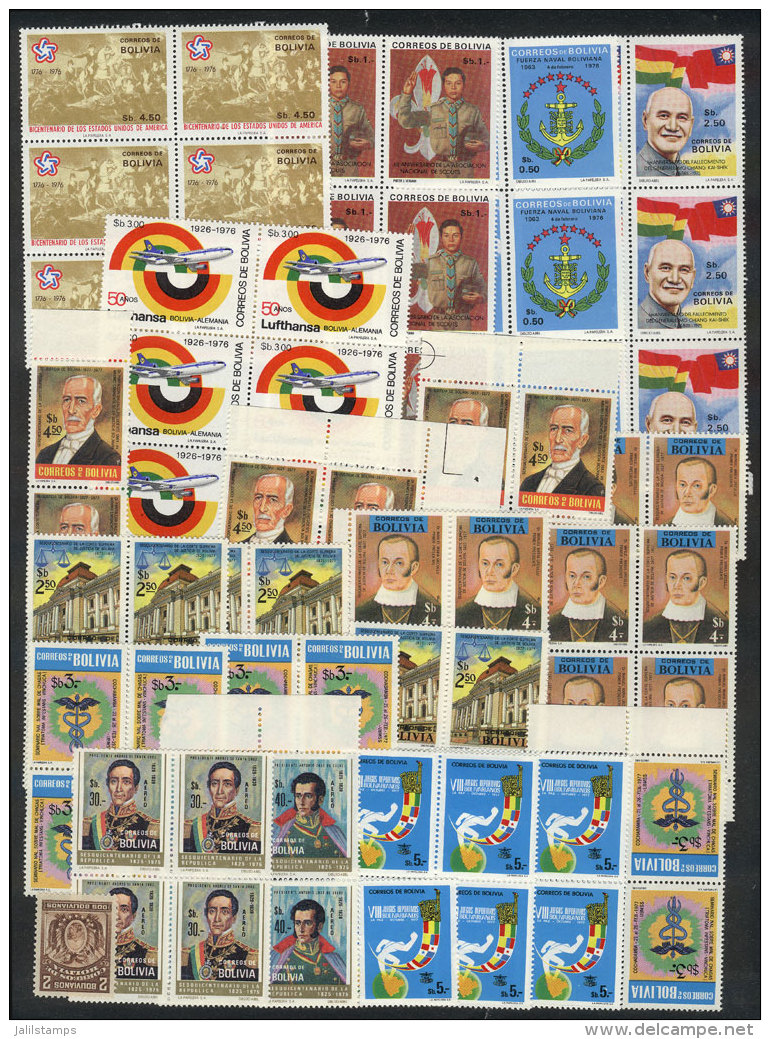 Lot Of Modern Stamps, All MNH And Of Excellent Quality, Most In Blocks Of 4, Yvert Catalog Value Euros 395+ - Bolivien