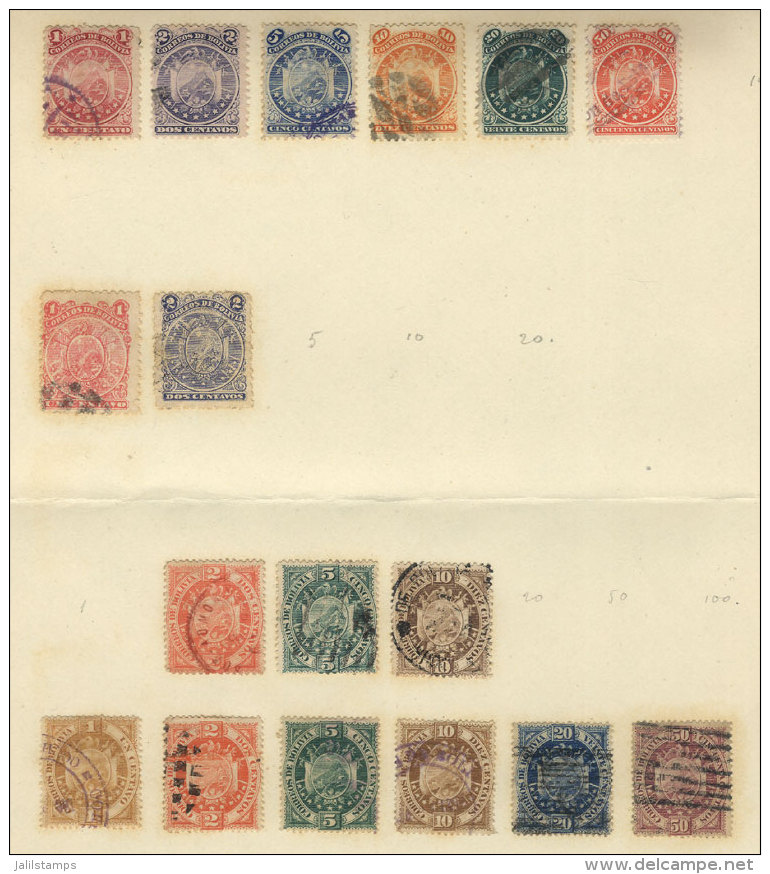 Small Old Collection On Album Pages, Including Some Stamps With Good Postmarks, Very Interesting. - Bolivia
