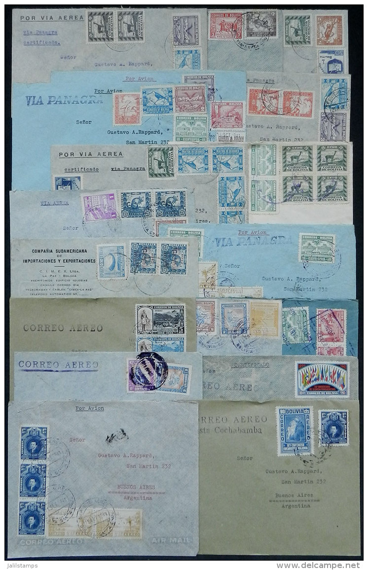 18 Covers Sent To Argentina Between 1942 And 1948 With Fantastic Postages, Many With High Values, Excellent... - Bolivië