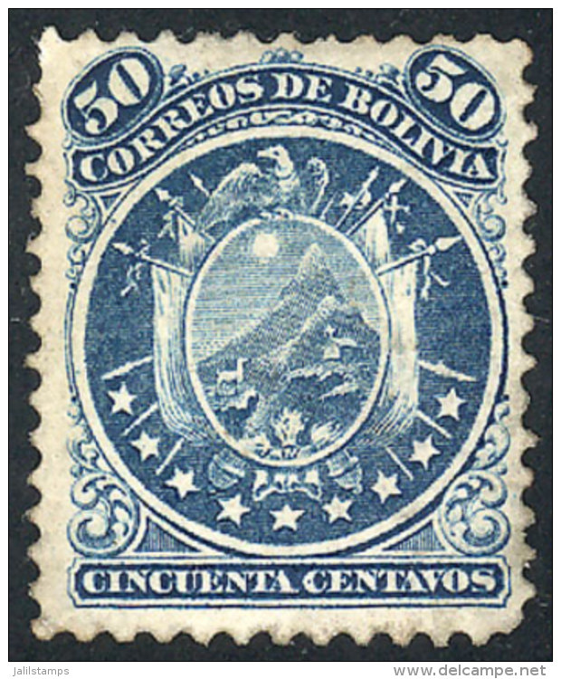 Sc.12, 1868/9 50c. Coat Of Arms With 9 Stars, Mint Without Gum, VF, Catalog Value US$70 - Bolivia