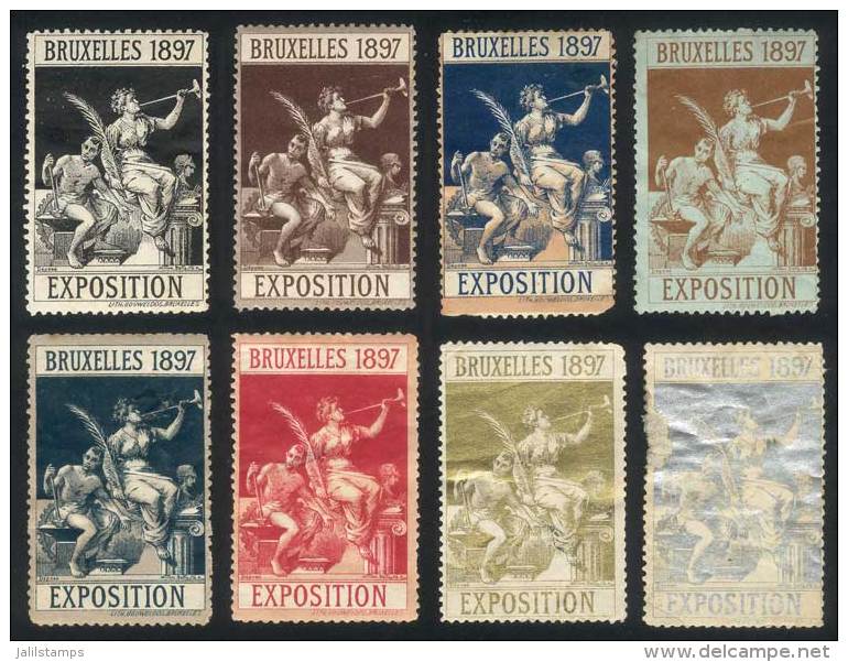 8 Cinderellas Of The 1897 Brussels Exposition, Mixed Quality (from Very Fine To Copies With Defects), Rare! - Sonstige & Ohne Zuordnung