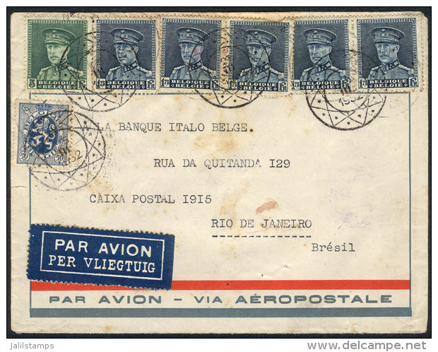 Airmail Cover Franked With 14.25Fr., With And Interesting Semi-mute Cancel, Sent From Anvers To Brazil On... - Other & Unclassified