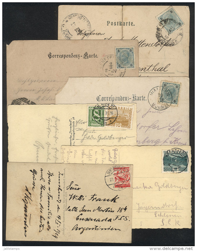 6 Beautiful Postcards With Varied Views (3 With Defects), Interesting POSTMARKS, Very Nice. - Other & Unclassified