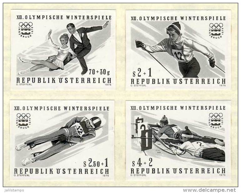 BLACK PRINTS: 37 Stamps And 2 Souvenir Sheets Of 1975/6 On Information Sheets Of The Austrian Post, All Of... - Sonstige & Ohne Zuordnung