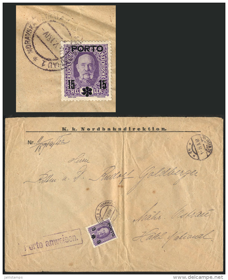 Official Envelope Of The K.K.Nordbahndirektion Sent Stampless From Wien To Ostrau On 29/MAY/1918, With Postage Due... - Andere & Zonder Classificatie