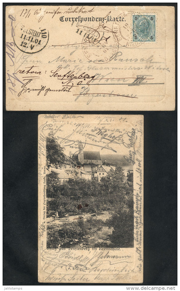 Postcard (view Of 'Senftenberg Im Kremsthale') Franked With 5h. And Sent From SENFTENBERG To Wien On 10/NO/1901 And... - Other & Unclassified