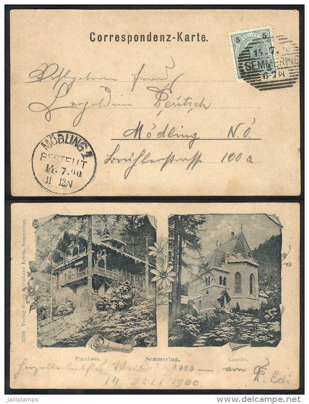 Postcard (view Of Semmering, Pfarrhaus &amp; Kapelle) Franked With 5h. And Sent From SEMMERING To M&ouml;dling On... - Andere & Zonder Classificatie