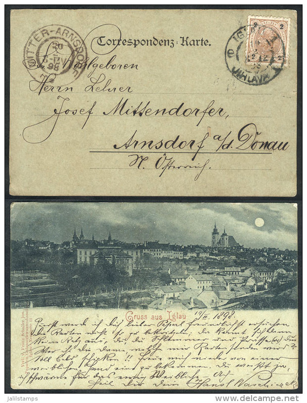 Postcard With General View Of Iglau, Franked With 2kr. And Sent From IGLAU To Mitter-Arnsdorf On 8/DE/1898, Very... - Andere & Zonder Classificatie