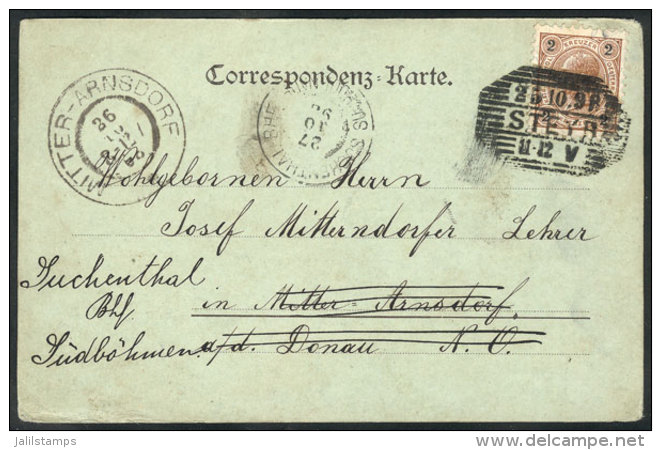 Postcard (view Of 'Spital Am Semmering') Franked With 2kr. And Sent From STEYR To Mitter-Arnsdorf On 25/OC/1898,... - Otros & Sin Clasificación