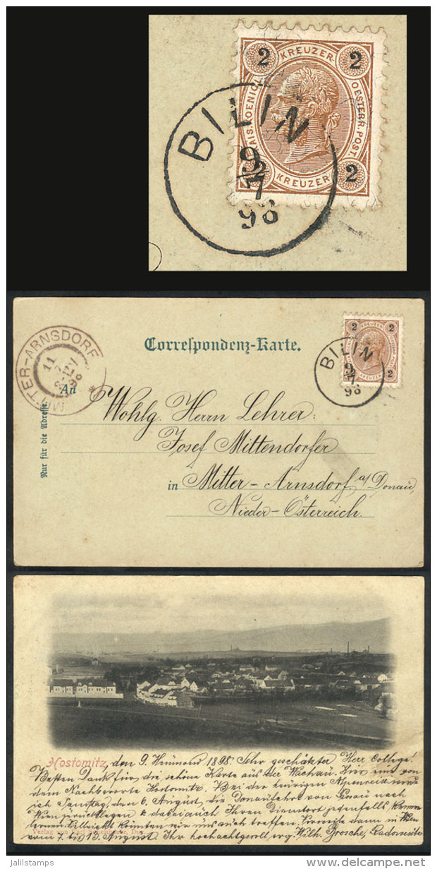 Postcard (general View Of Hostomitz) Franked With 2kr. And Sent From BILIN To Mittel-Arnsdorf On 9/JUL/1898, VF! - Andere & Zonder Classificatie