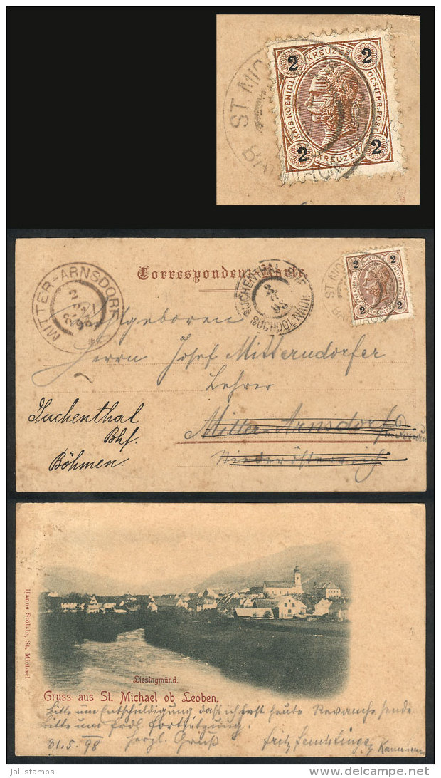 Postcard (general View Of St.Michel Ob Leoben) Franked With 2kr. And Sent From ST. MICHEL OB LEOBEN To... - Autres & Non Classés