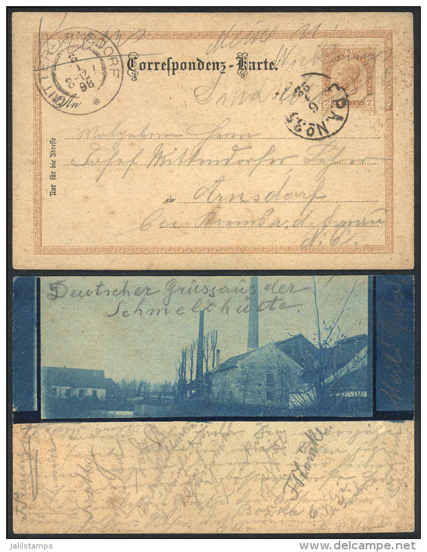 2kr. Postal Card With View Printed Privately On Reverse, "Deutscher Gruss Aus Der Schmelzh&uuml;tte" Written In... - Andere & Zonder Classificatie
