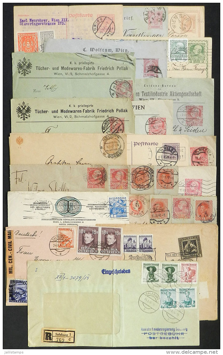 25 Covers Or Postal Stationeries Used Between 1879 And 1954, With Some Interesting Postages, Good Postmarks And... - Sonstige & Ohne Zuordnung