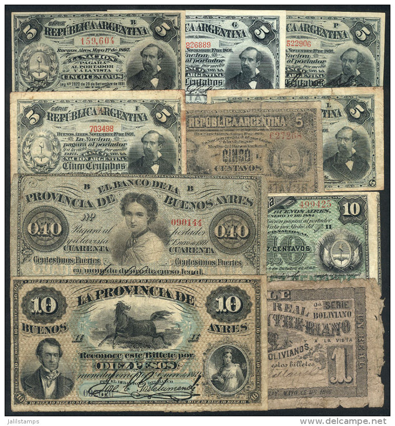 Interesting Group Of 10 Very Old Banknotes, Some Very Used And Others Of Excellent Quality, All Signed And Genuine,... - Argentinien