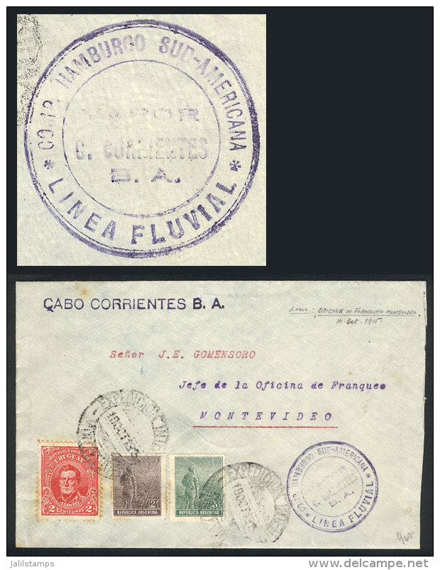 Cover Sent From Buenos Aires To Montevideo On 16/OC/1915 With Argentine Postage Of 5c. (2c.+3c. Plowman) And... - Other & Unclassified