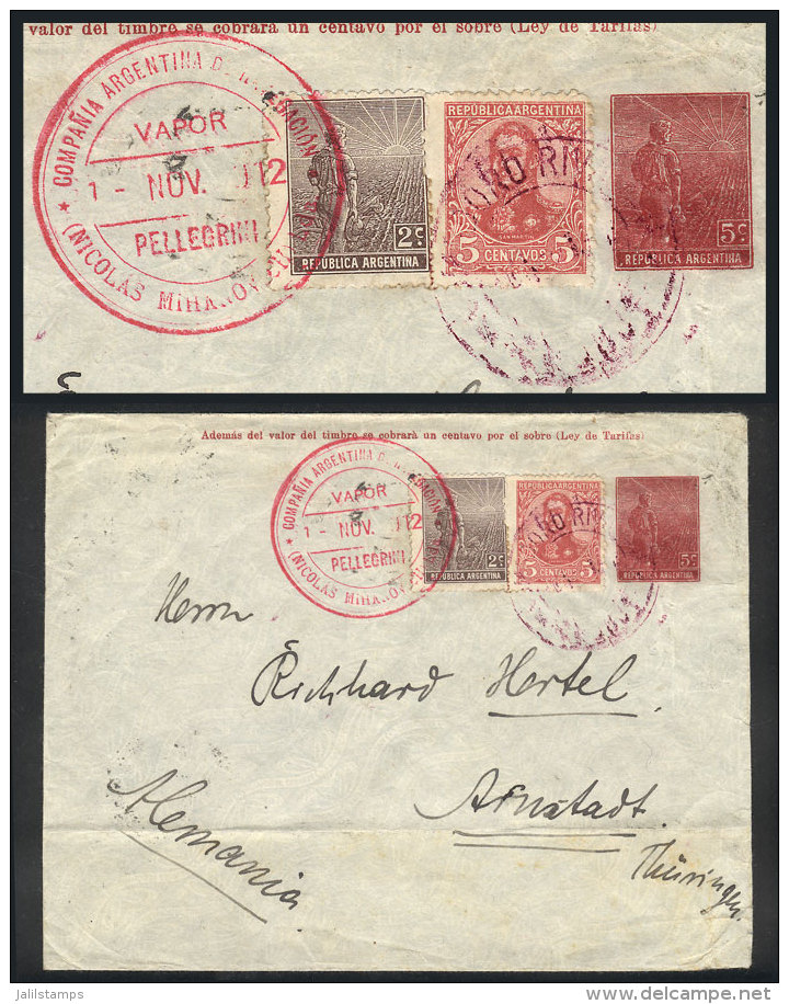 5c. Plowman Stationery Envelope + 2c. Plowman + 5c. San Mart&iacute;n In Ovalo (total Postage 12c.), Sent From... - Other & Unclassified