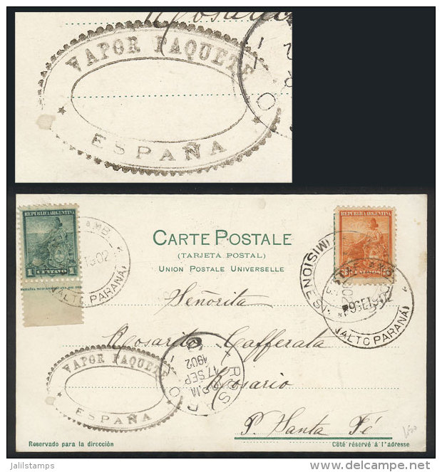 Postcard Sent To Rosario On 9/SE/1902, Franked With 4c. (1c. + 3c. Liberty) Canceled "ESTAFETA AMBULANTE SALTO... - Other & Unclassified