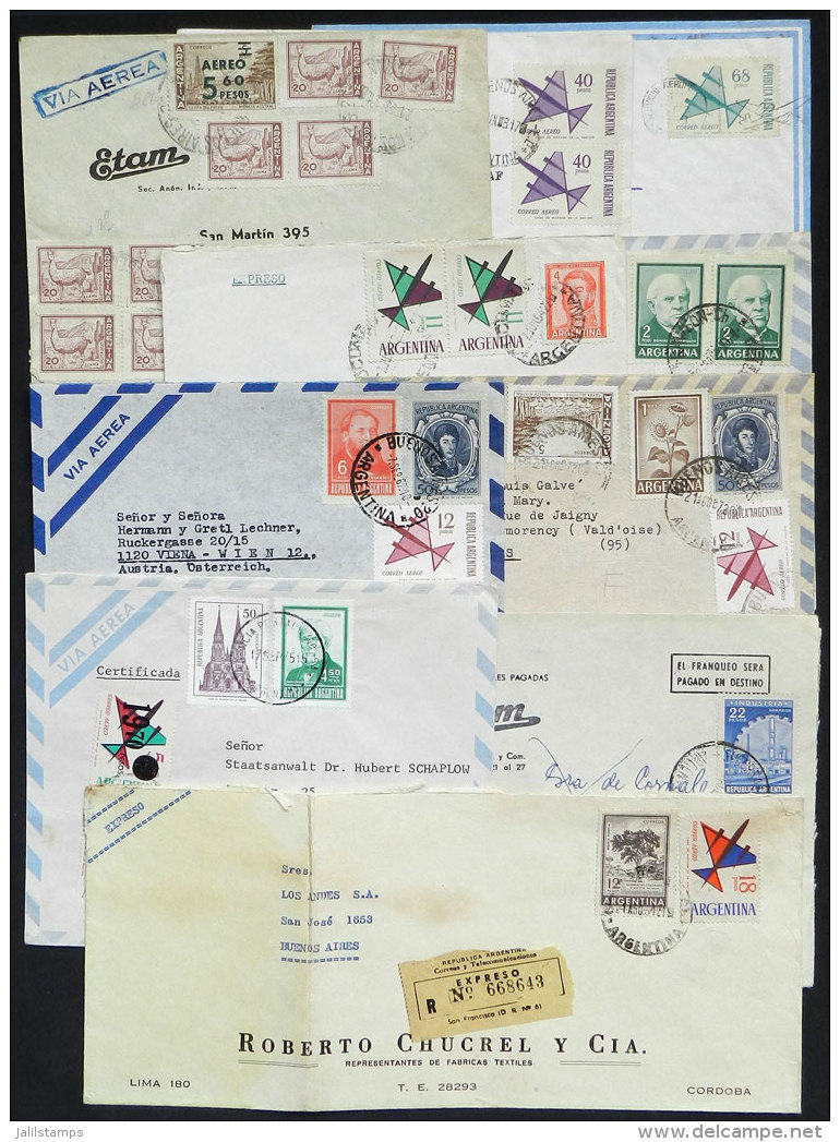 10 Covers Used In 1960s And 1970s, All Including In The Postage Stamps Of The Airmail Issues "Stylized Airplane",... - Other & Unclassified