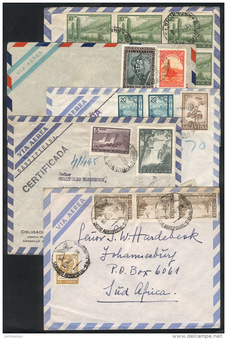 5 Airmail Covers Sent To South Africa, Nice Postages, VF Quality! - Other & Unclassified