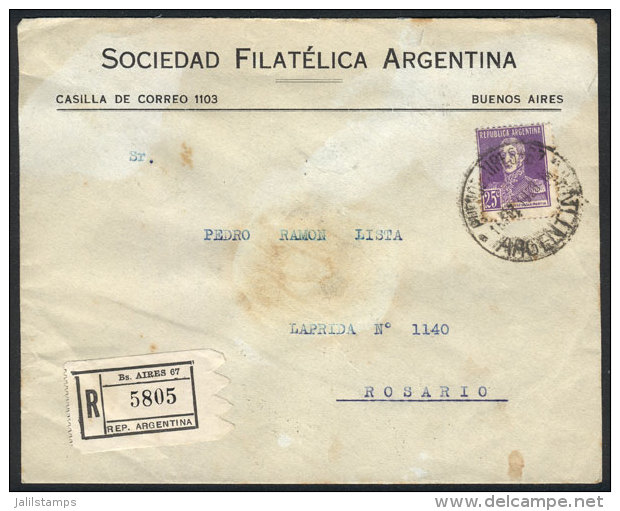 Registered Cover Franked By GJ.604, Sent From Buenos Aires To Rosario On 15/AUG/1928, VF! - Sonstige & Ohne Zuordnung