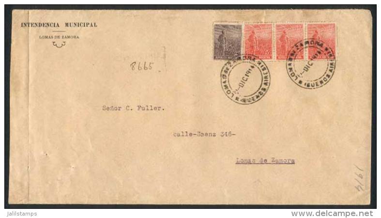 Official Cover Of The City Hall Municipality Franked By GJ.339 + 342 Strip X3, Total 17c. (rate For Local... - Other & Unclassified