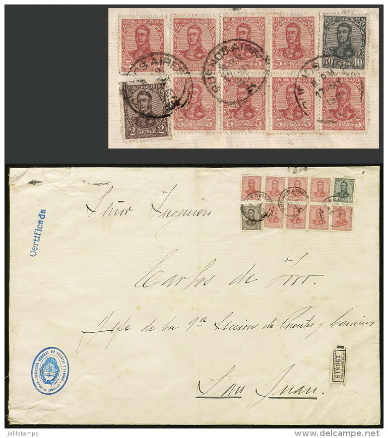 Envelope Of The General Administration Of Bridges And Roads, Sent By Registered Mail From Buenos Aires To San Juan... - Other & Unclassified