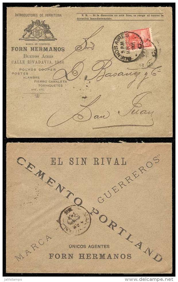 Advertising Cover (Hardware Articles), Franked With 5c. Liberty, Posted From Buenos Aires To San Juan On... - Other & Unclassified