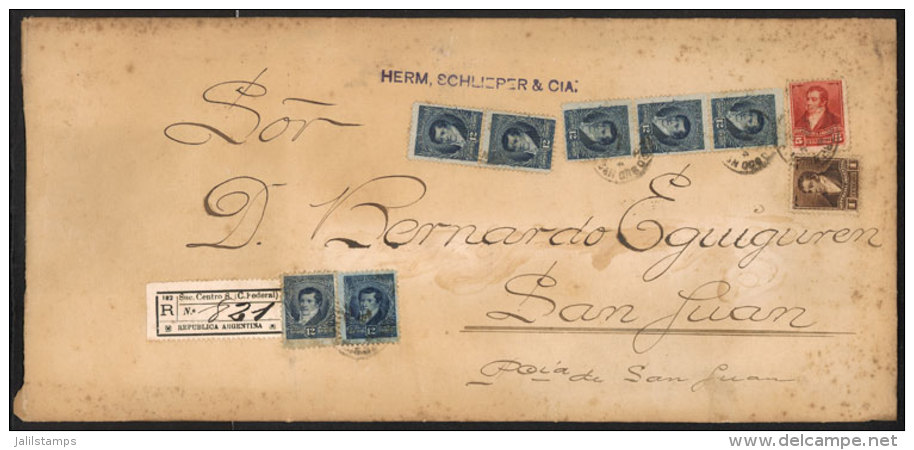 UNIQUE COMBINATION: Registered Cover Sent From Buenos Aires To San Juan On 24/FE/1899 Franked With 90c. Consisting... - Other & Unclassified