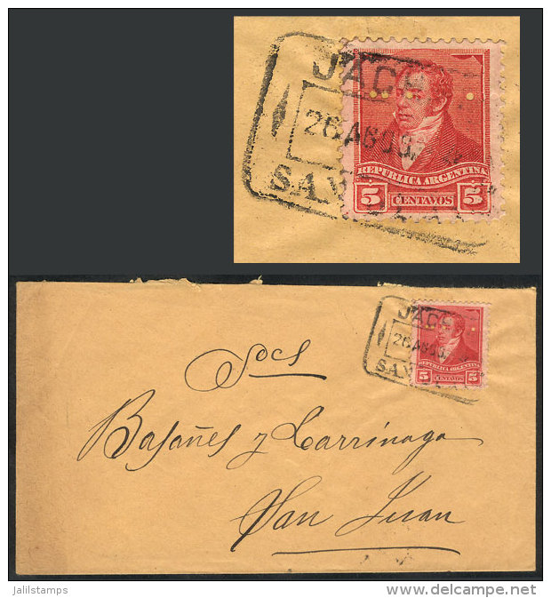 GJ.141 With DOUBLE PERFORATION Variety, Franking A Cover Sent From JACHAL To San Juan On 26/AU/1894, Excellent And... - Other & Unclassified