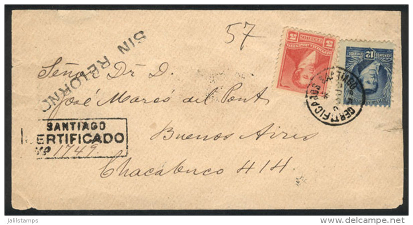 Registered Cover Sent From SANTIAGO DEL ESTERO To Buenos Aires On 23/JUN/1893, Franked With 17c., VF Quality! - Other & Unclassified